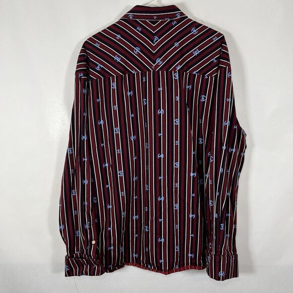 Vintage Phat Farm Button Up Shirt Mens XXL 2XL Red Striped Logo AOP French Cuff - Picture 11 of 13